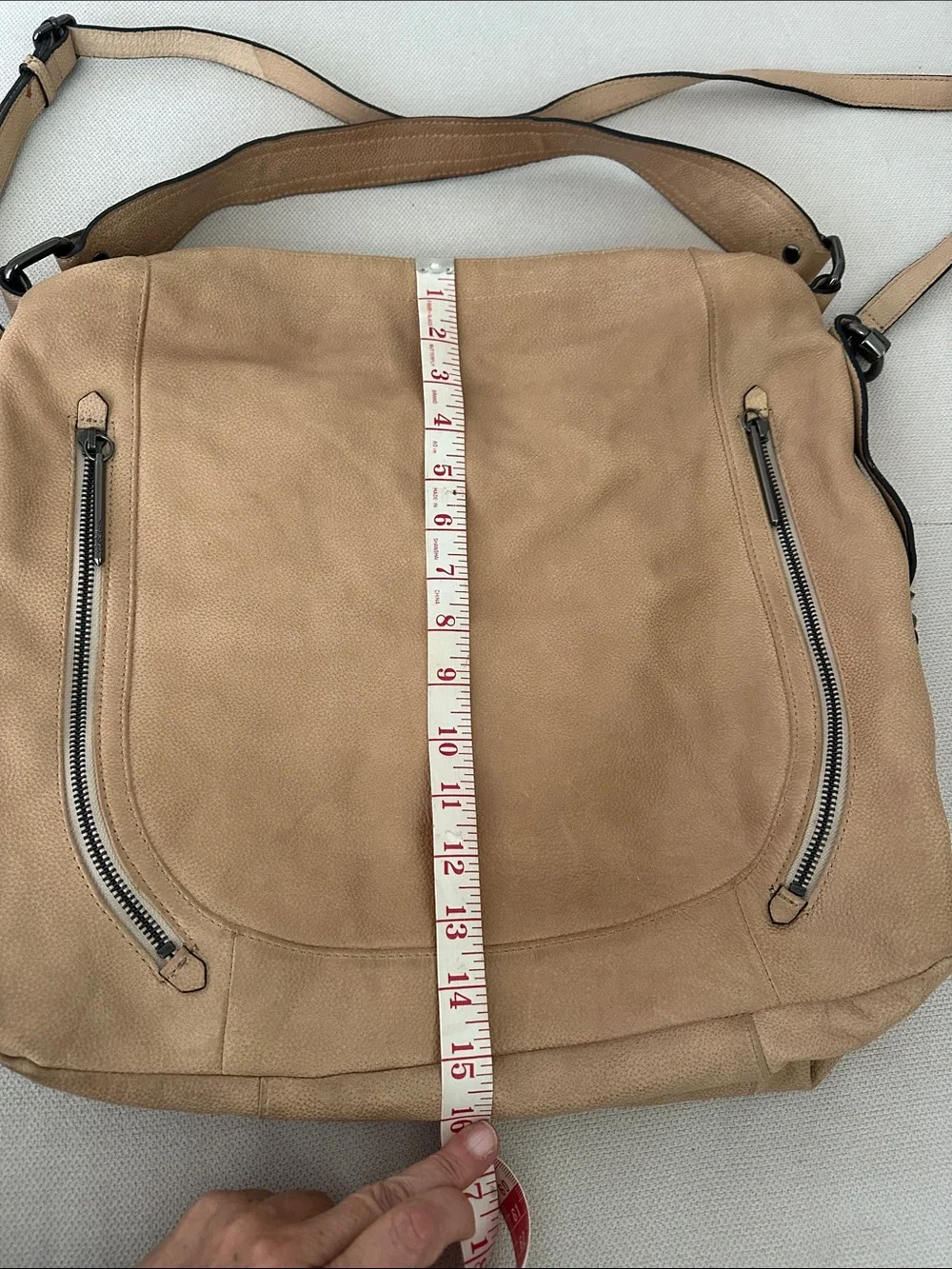 ELLIOTT LUCCA CAMEL TAN HOBO LEATHER BAG WITH SHOULDER STRAP AND CROSSBODY STRAP